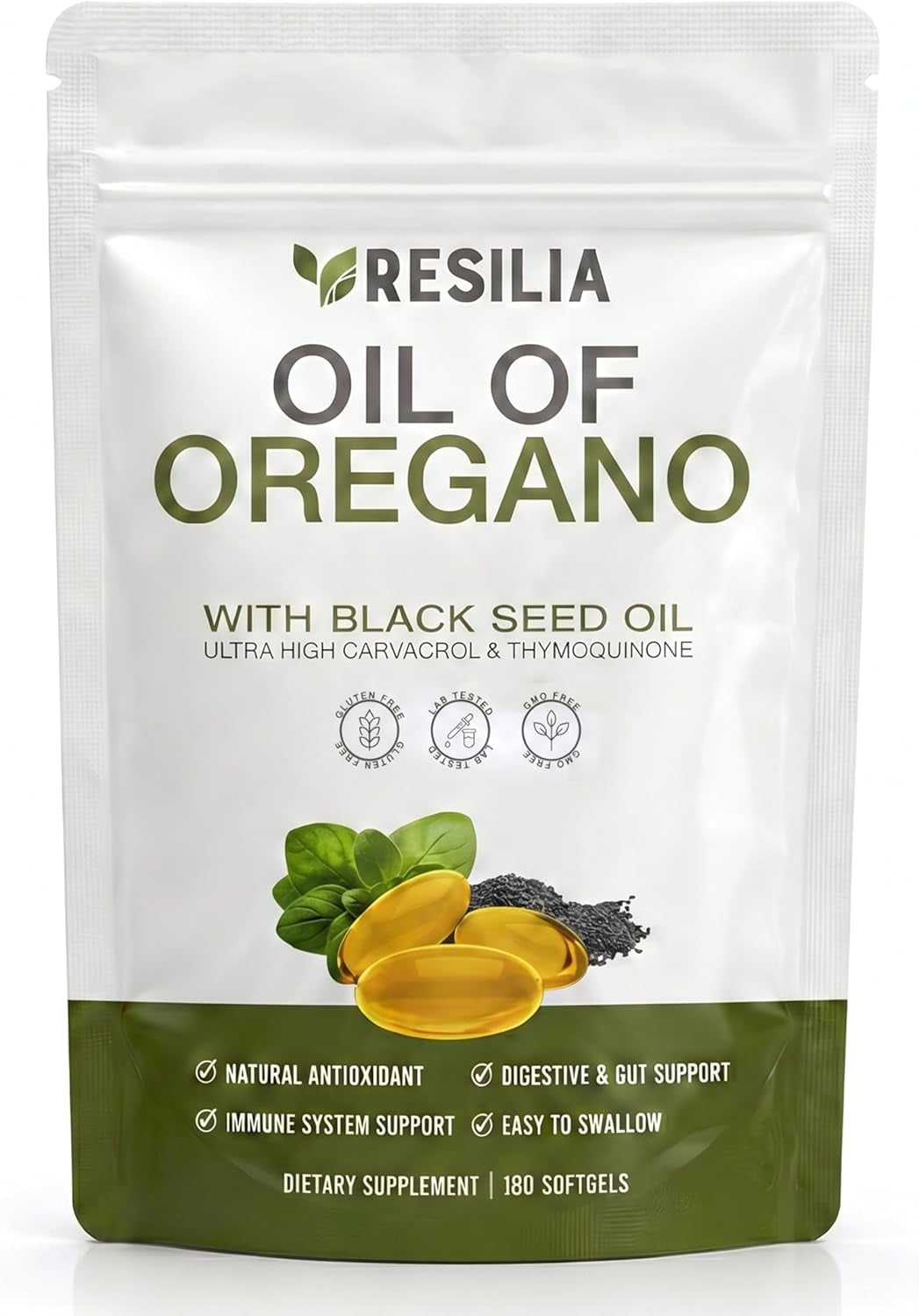 Softgels with Black Seed Oil – 300Mg Oregano Extract & 200Mg Black Seed Oil per Serving – Non-Gmo, Gluten-Free Softgels – 180 Count (Pack of 3)
