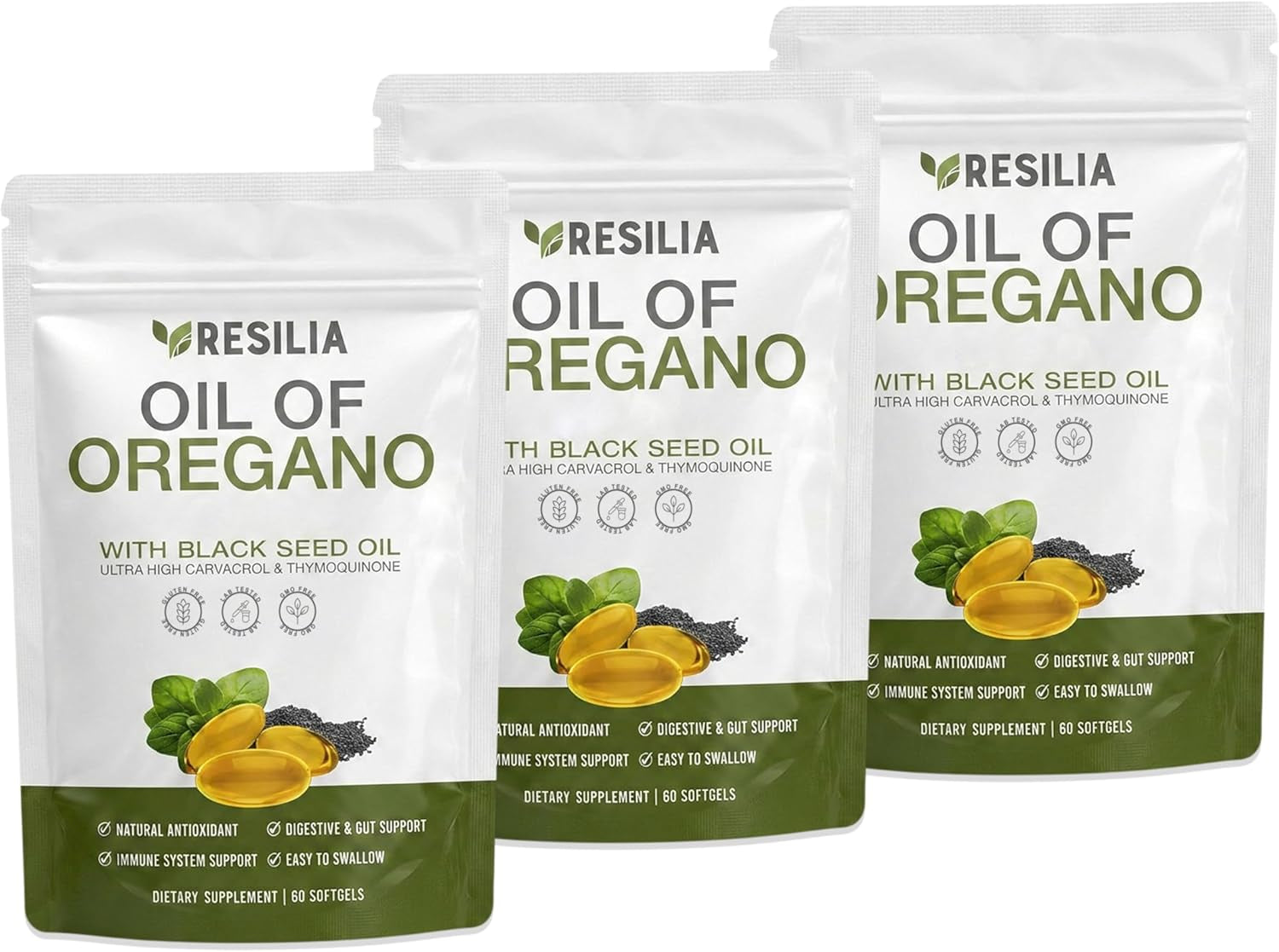 Softgels with Black Seed Oil – 300Mg Oregano Extract & 200Mg Black Seed Oil per Serving – Non-Gmo, Gluten-Free Softgels – 180 Count (Pack of 3)