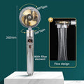 High Pressure Shower Head Adjustable 360° Rotation Turbine Water Saving 