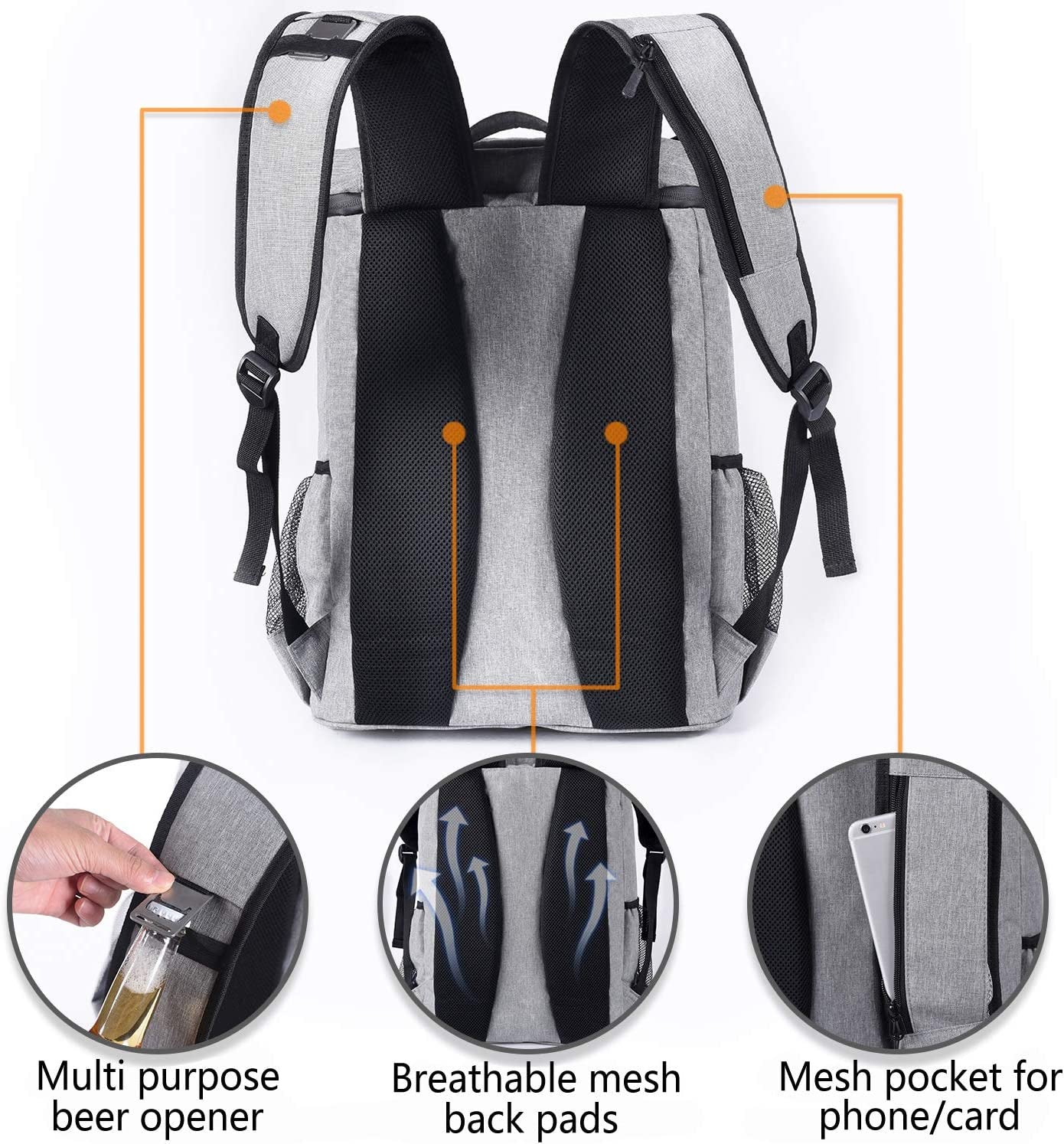 Backpack Cooler Leakproof Insulated Waterproof Backpack, Lightweight Soft Beach Cooler for Men Women to, 30 Cans