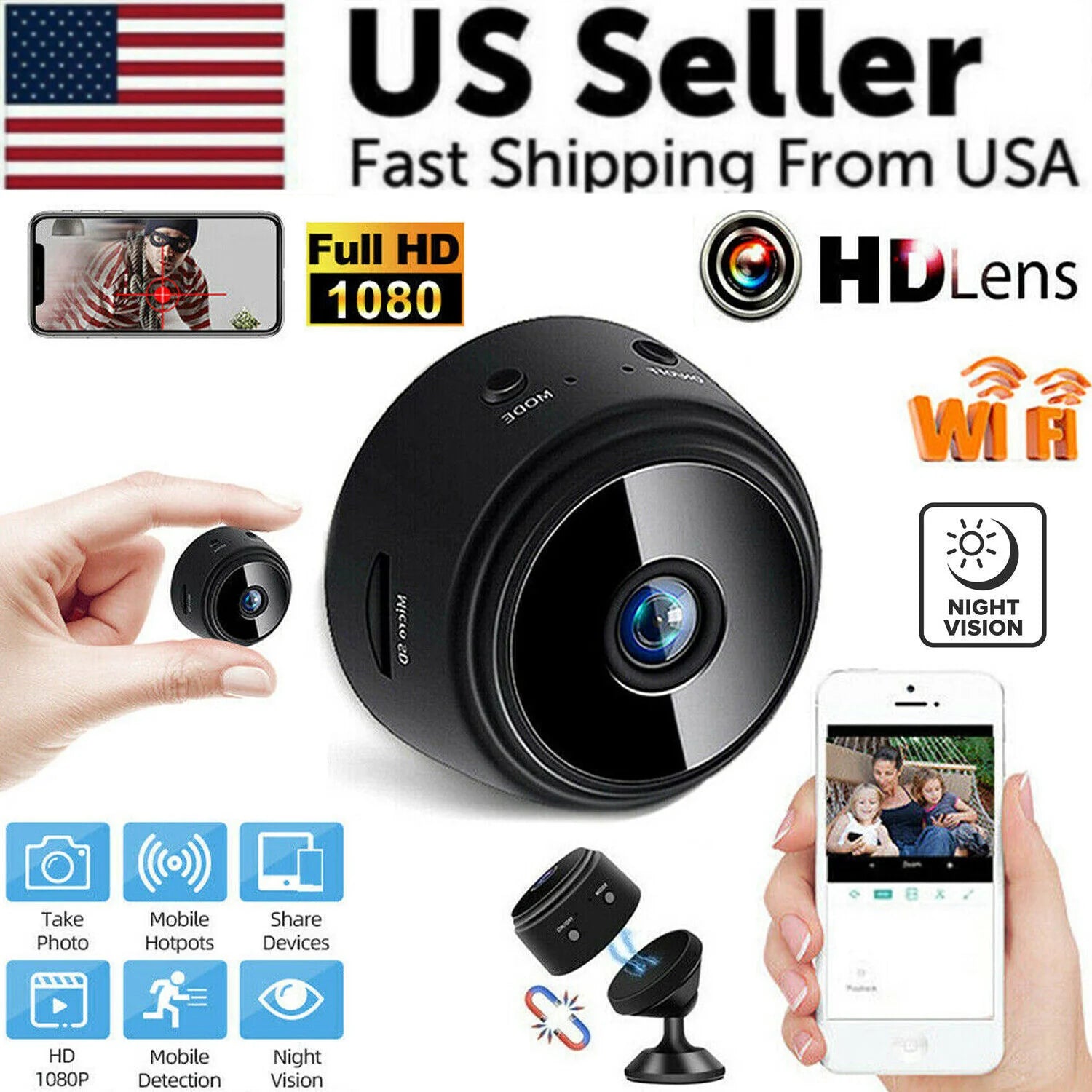 Mini Hidden Spy Nanny Camera Wifi Home Security HD 1080P DVR